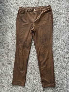 Chicos Brown Faux Suede Skinny Pants